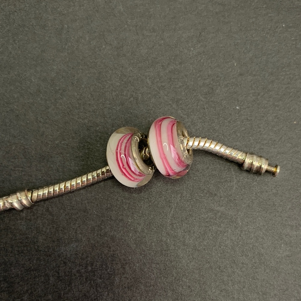 Pink Swirl Murano Glass Bead Charm for Women's Pandora Bracelet